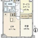 ライオンズマンション橋本町　専有面積53.43㎡。1SLDKの間取りです。